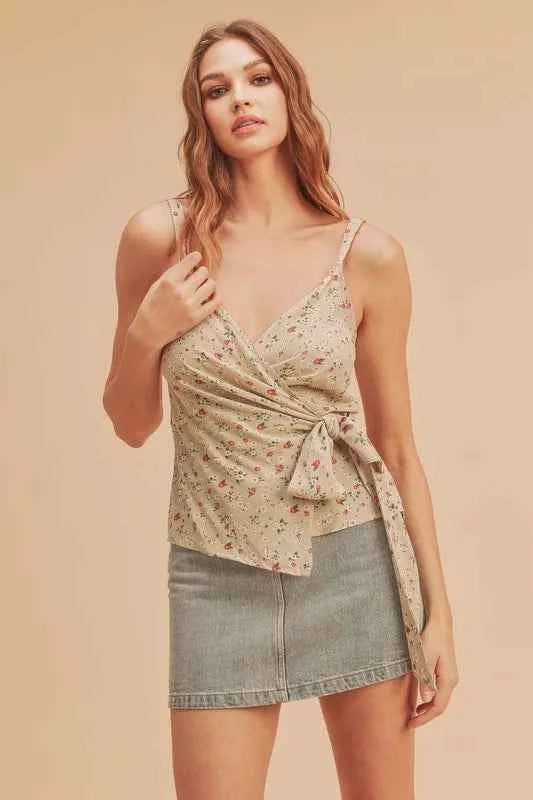 Aemi + Co Ditsy Floral Surplice Adjustable Straps Cami