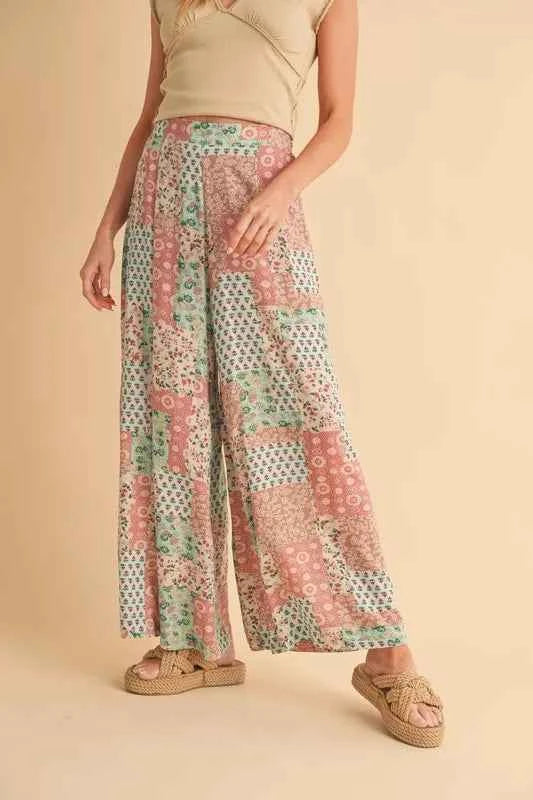 Aemi+Co Printed Wide Leg Pants