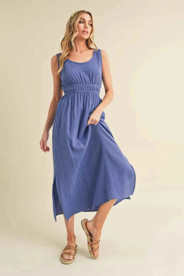 Aemi + Co Side Slit Round Neck Sleeveless Tank Dress