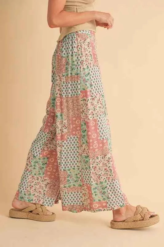 Aemi+Co Printed Wide Leg Pants