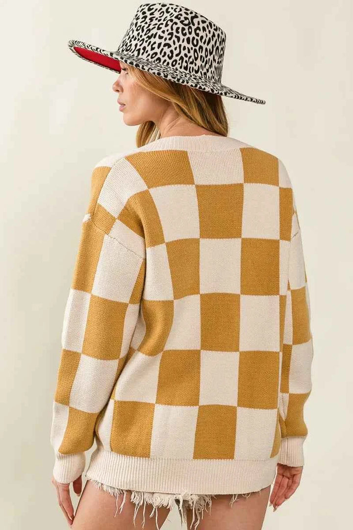 BiBi Checked V-neck Cardigan